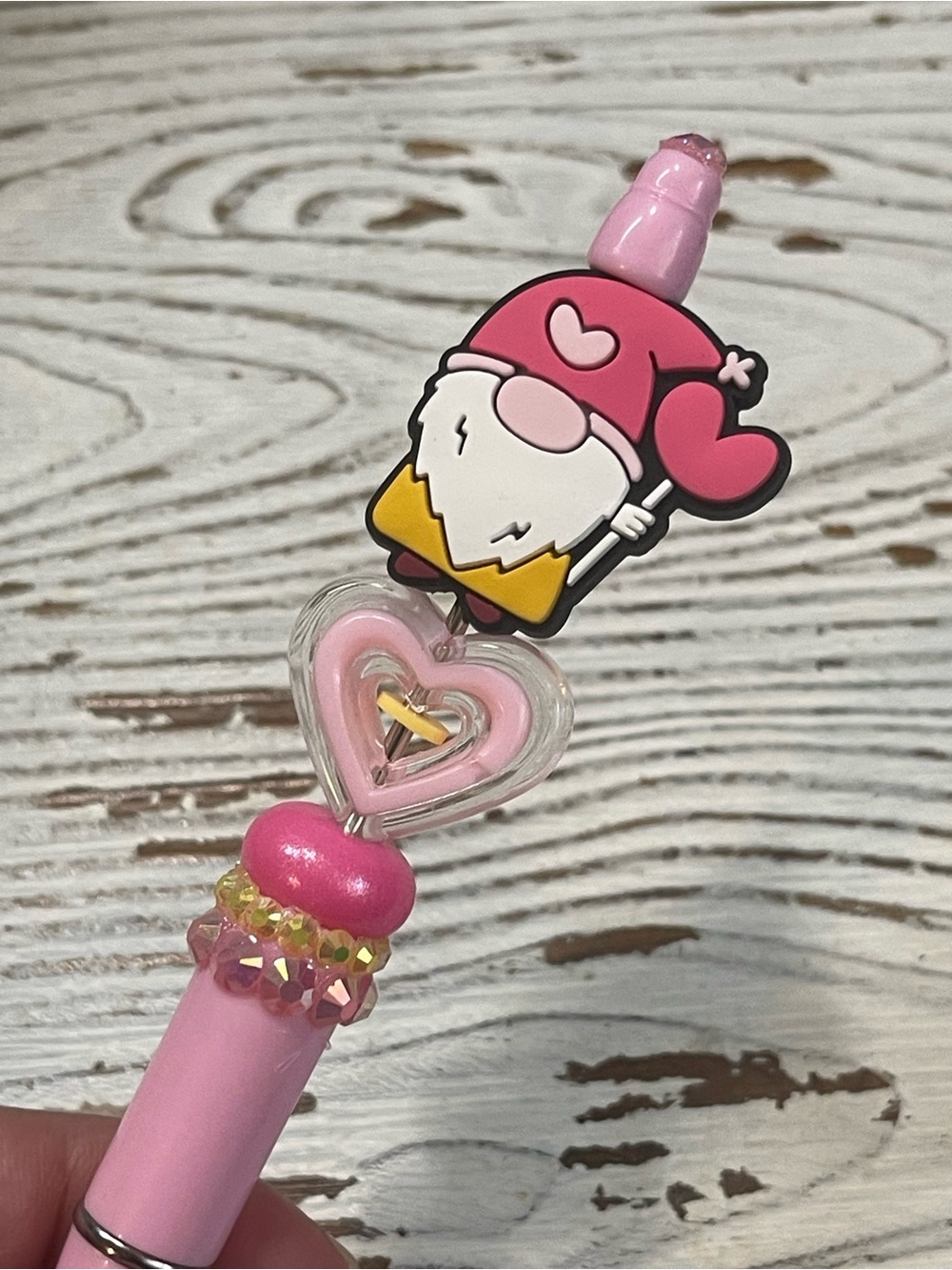 Pink Gnome Heart Decorative Pen - Cute Pink Novelty Pen